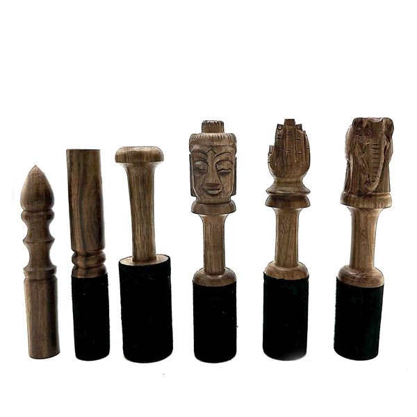 Bâton en Bois - 14cm - Sculpture Éléphant