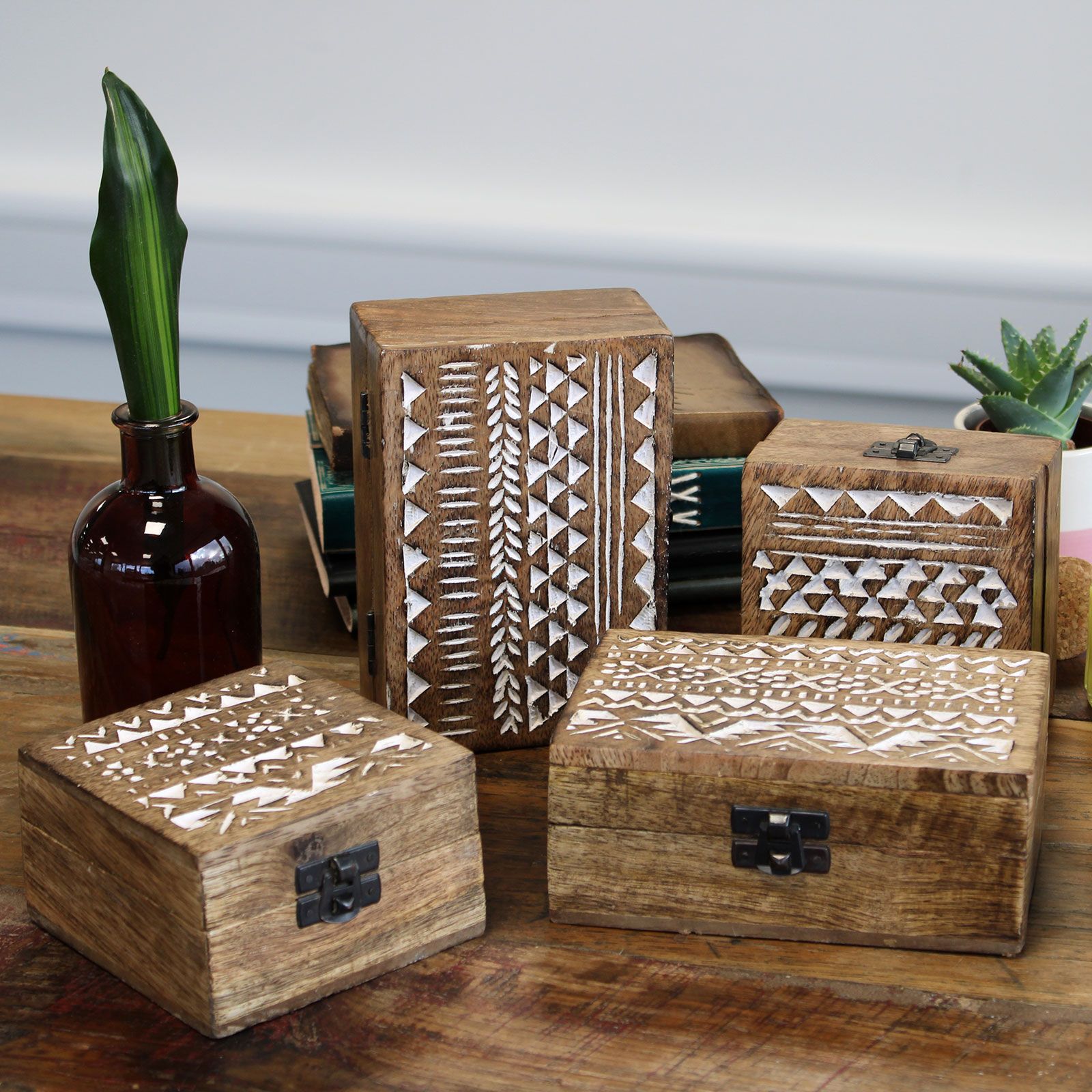 Boîte en Bois Délavée Blanc