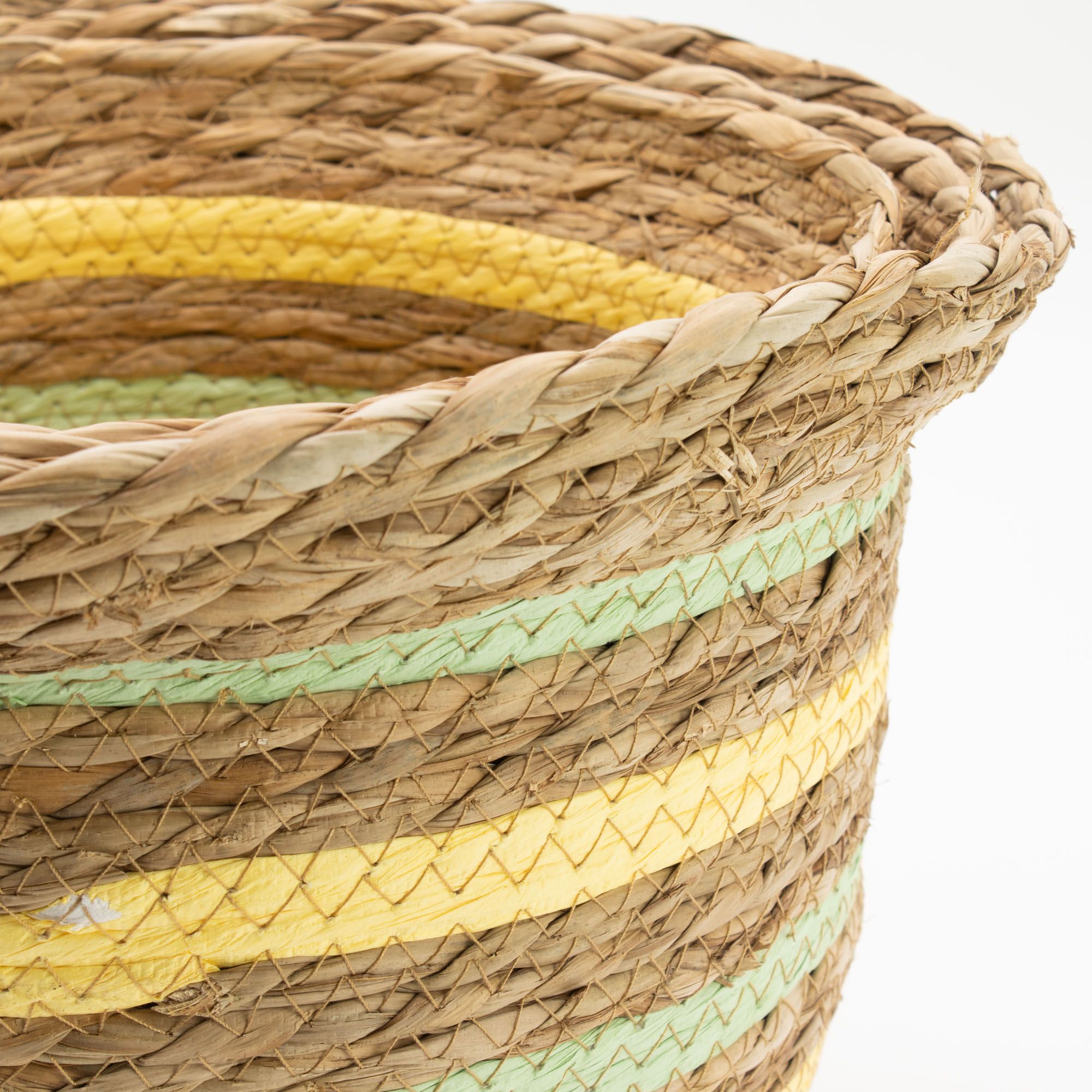 Vasformade Korgar i Sjögräs & Halm – Naturlig Gul & Grön - Set om 3