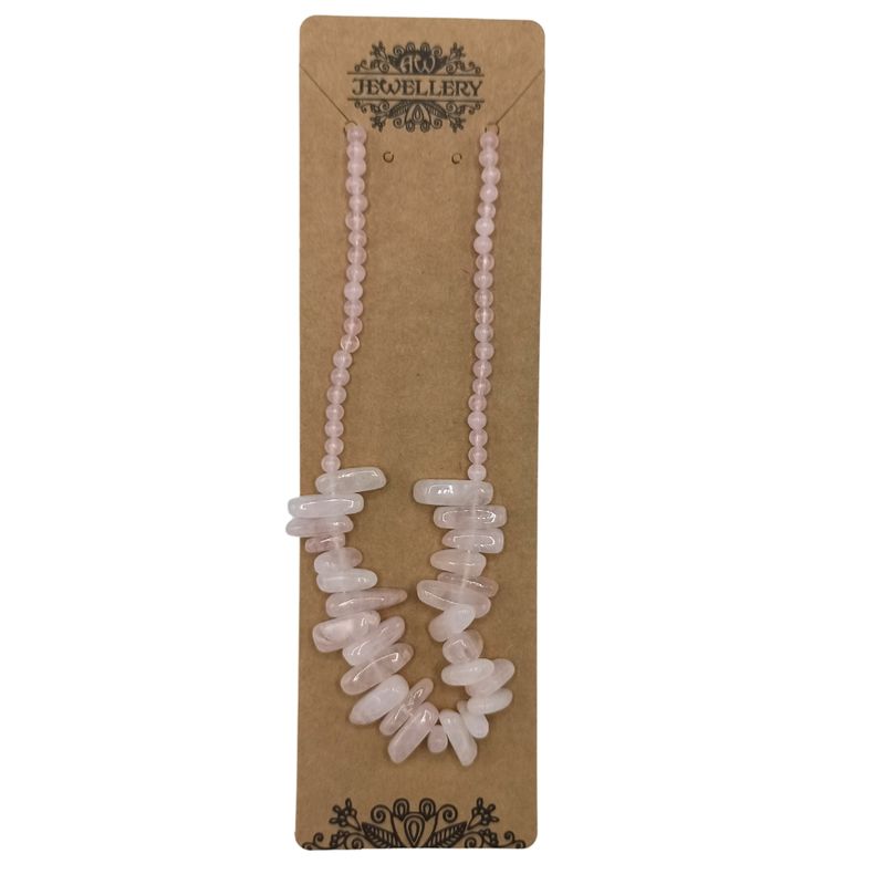 Collier de Gemmes Longues - Quartz Rose