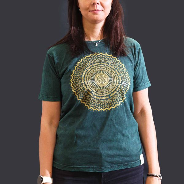 Majica Kratkih Rukava "Stone Washed" (M) – Mandala – Zelena