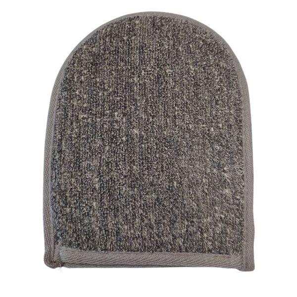 Luva de banho de bambu e linho - carvão