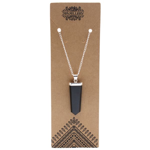Gemstone Flat Pencil Pendant - Black Agate