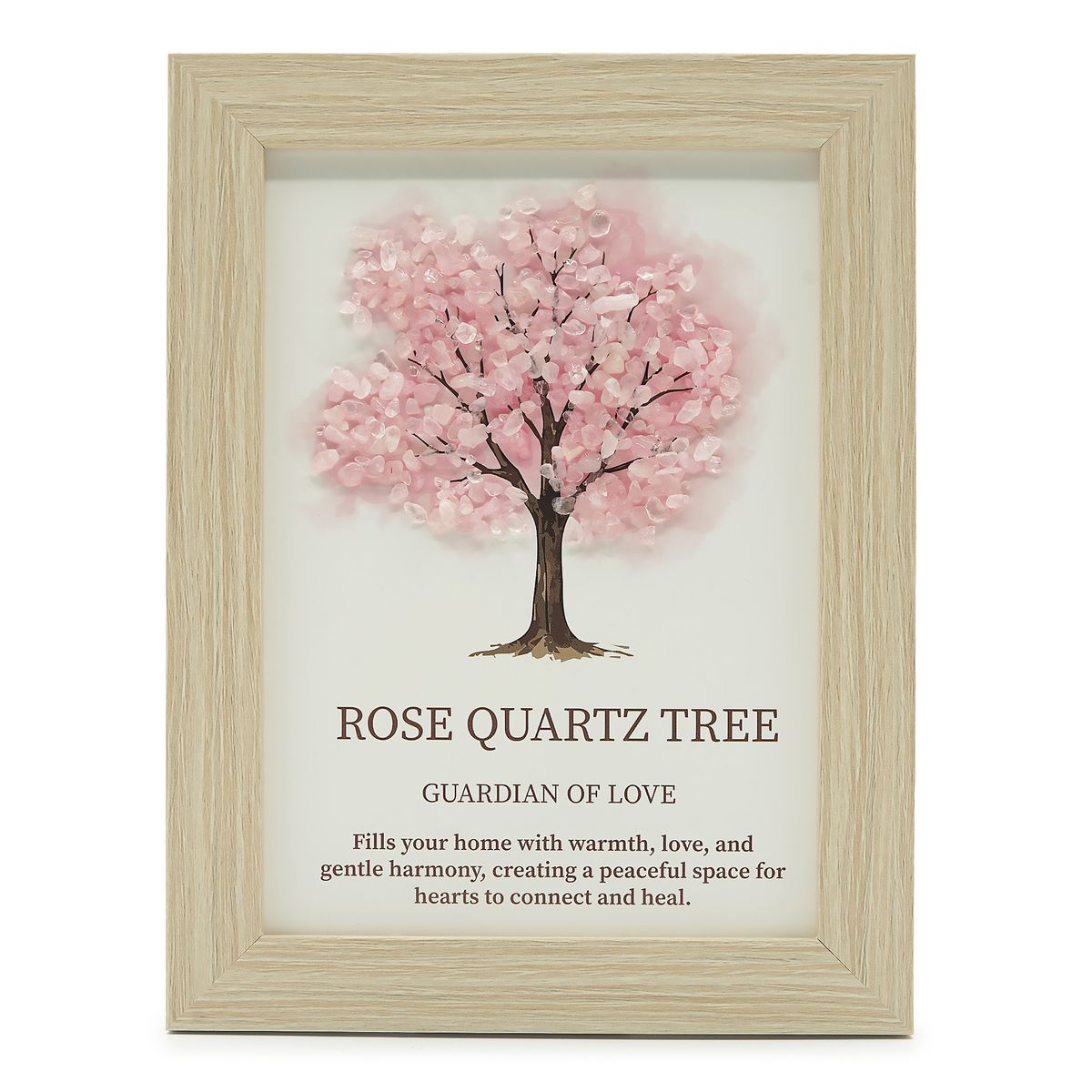 Quadro de pedra preciosa – Árvore da Vida – Quartzo rosa (20 x 14,7 x 1 cm)
