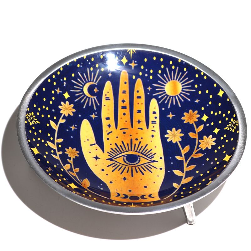 Емальована Тарілка для Підношень – "Hamsa" Опівнічно-Синій