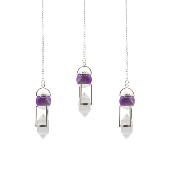 Seeker of Truth - Double Power Pendulum - Amethyst Globe - Clear Quartz Double Terminated