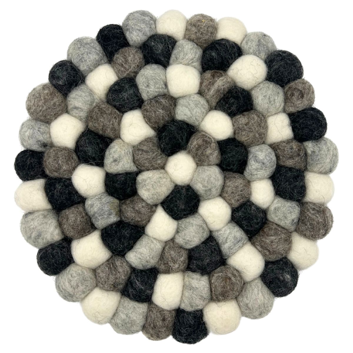 Individual redondo com bolas de feltro - 20 cm, cinzento multicolorido