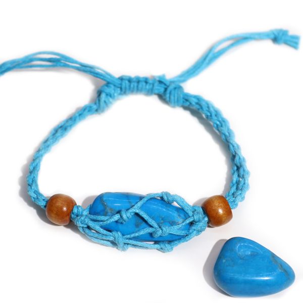 Bracelet en cordon pour pierres précieuses 20-28 cm/7,8-11 pouces - Bleu