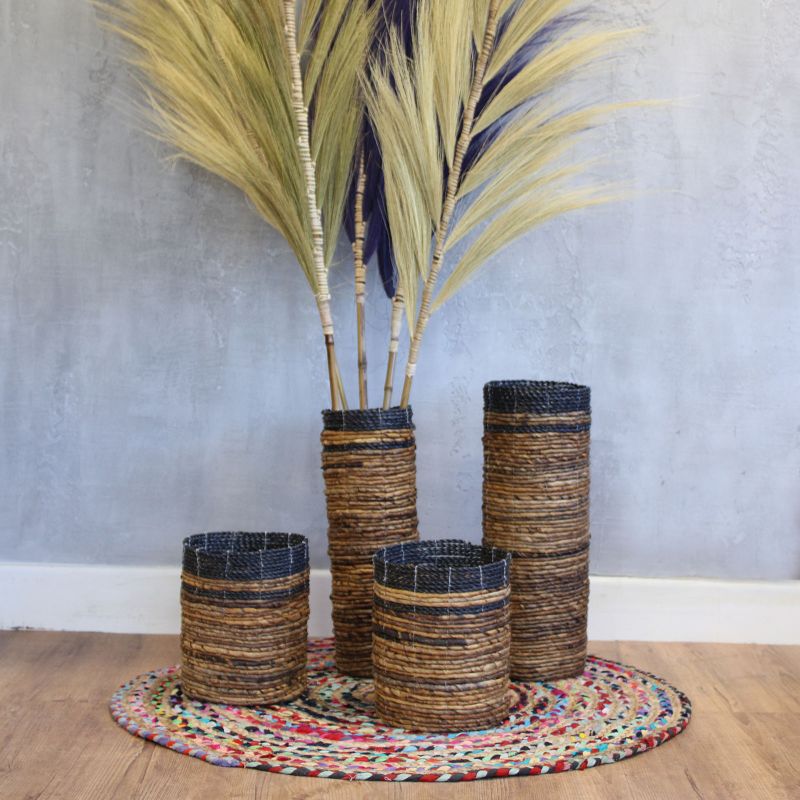 Ensemble en feuille de bananier - 2 vases et 2 bacs