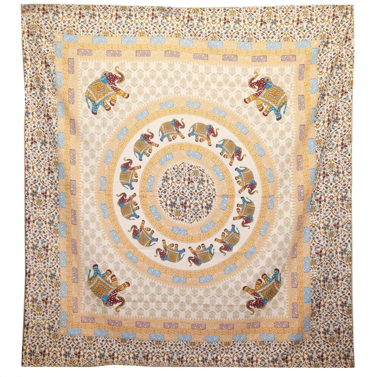 Tapete / Pendente - Mandala Elefante - Castanho/Laranja sobre Creme