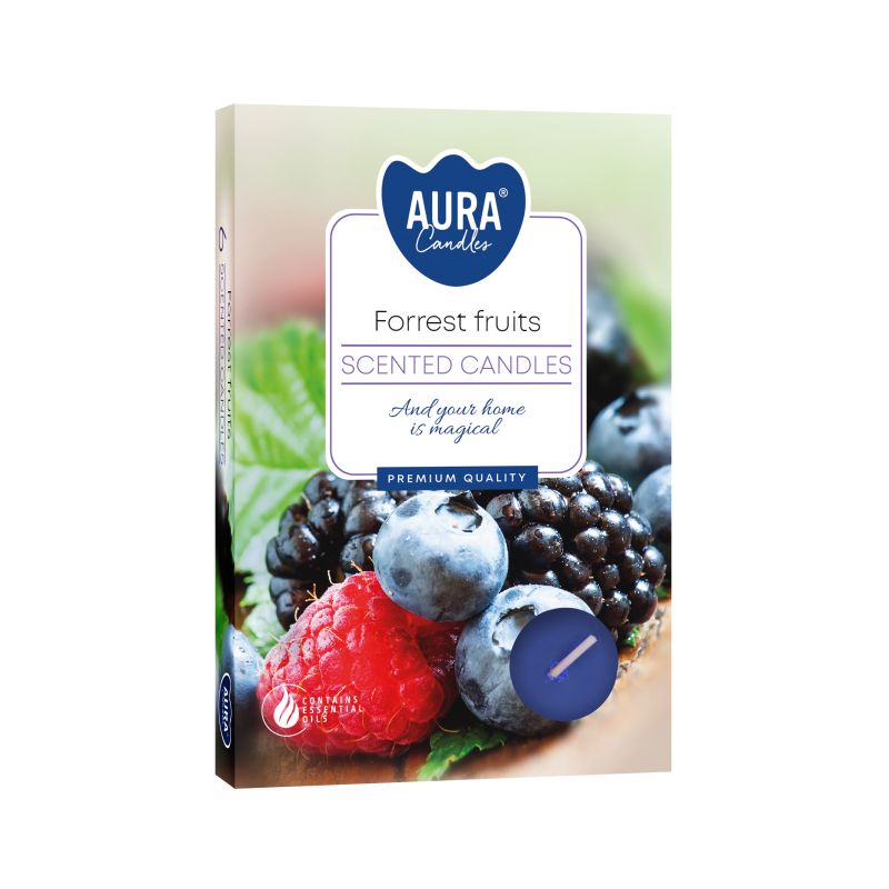 1x Conjunto de 6 Velas de Chá Perfumadas - Frutos do Bosque