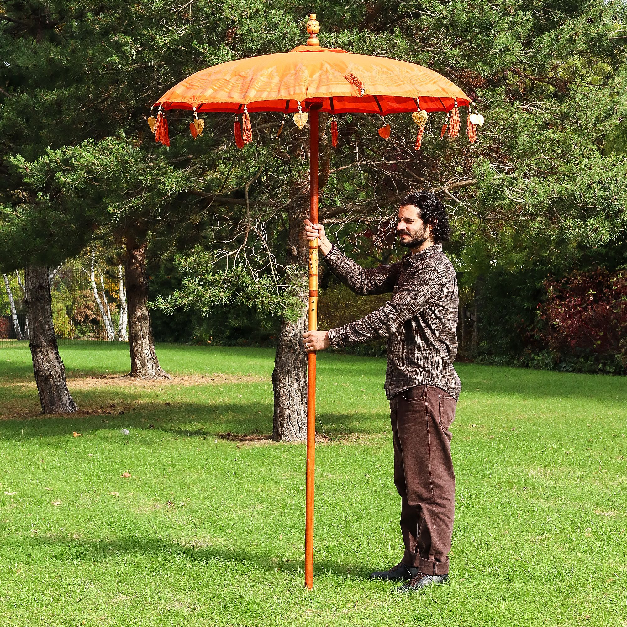 Parasol de patio Bali - Algodón - Decoración naranja - 1,5 m