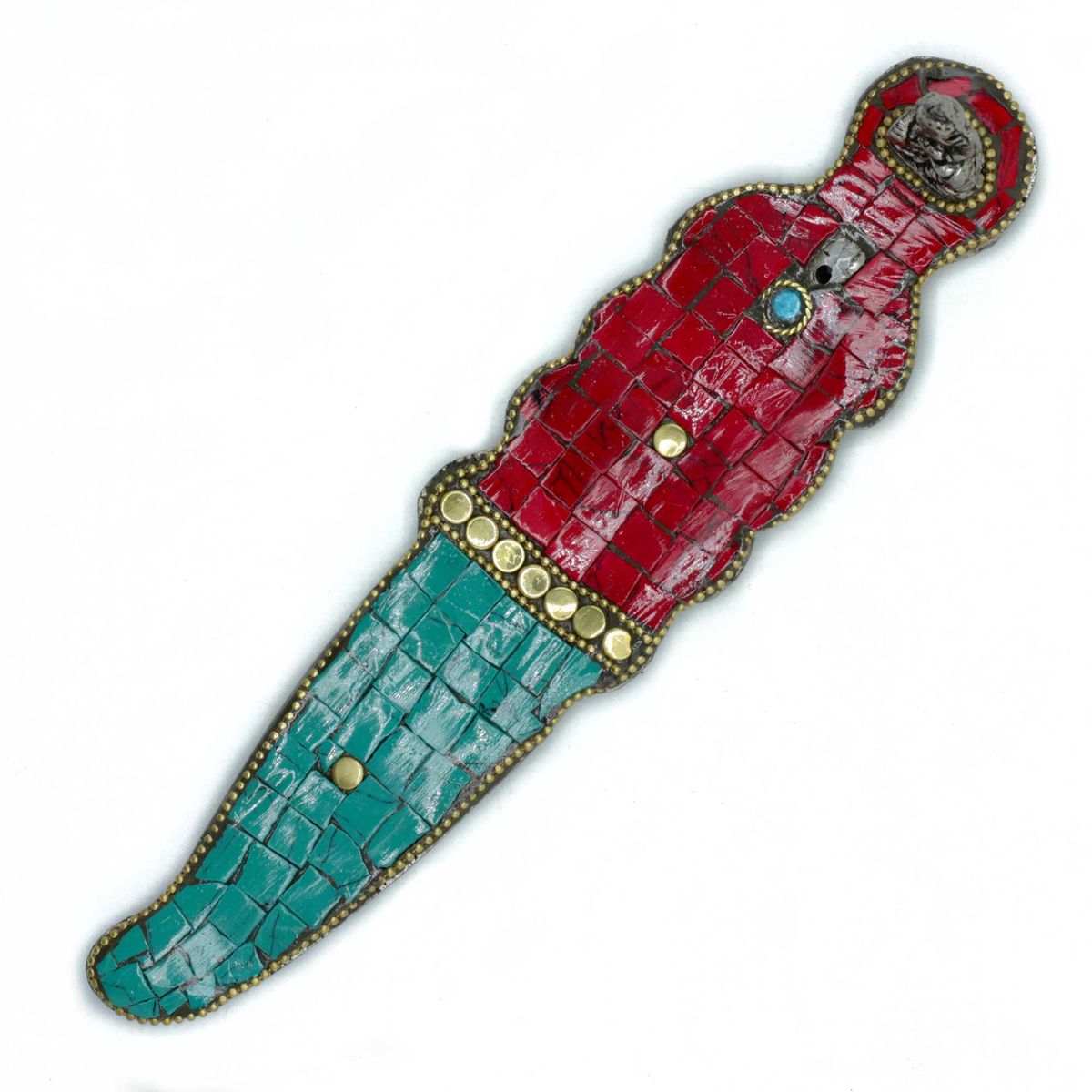 Porta-incenso tibetano Buda com adaga longa