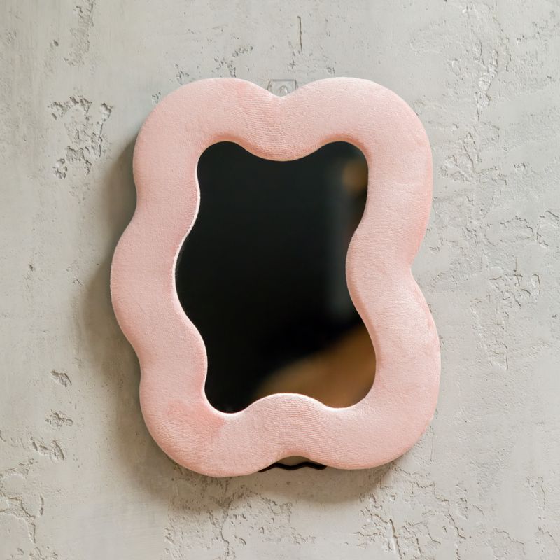 Soft Squiggly Mirror - Square Pebble - Rose Blush
