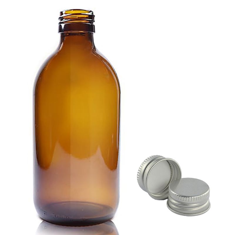 300ml Jantarová Skleněná Lékovka - Bez Uzávěru