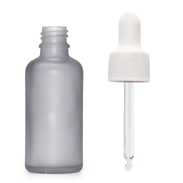 Mat Siva Staklena Bočica s Bijelom Pipetom 50ml