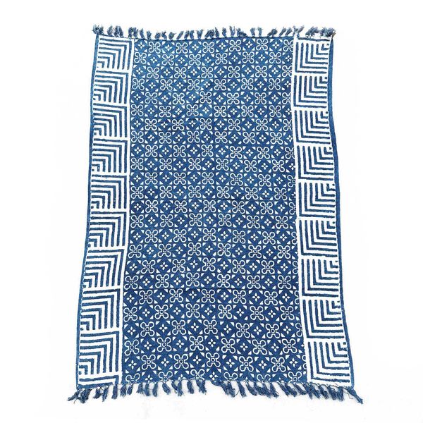 Ръчно изработено индигово одеяло - 170x120 см - Kasba Tiles