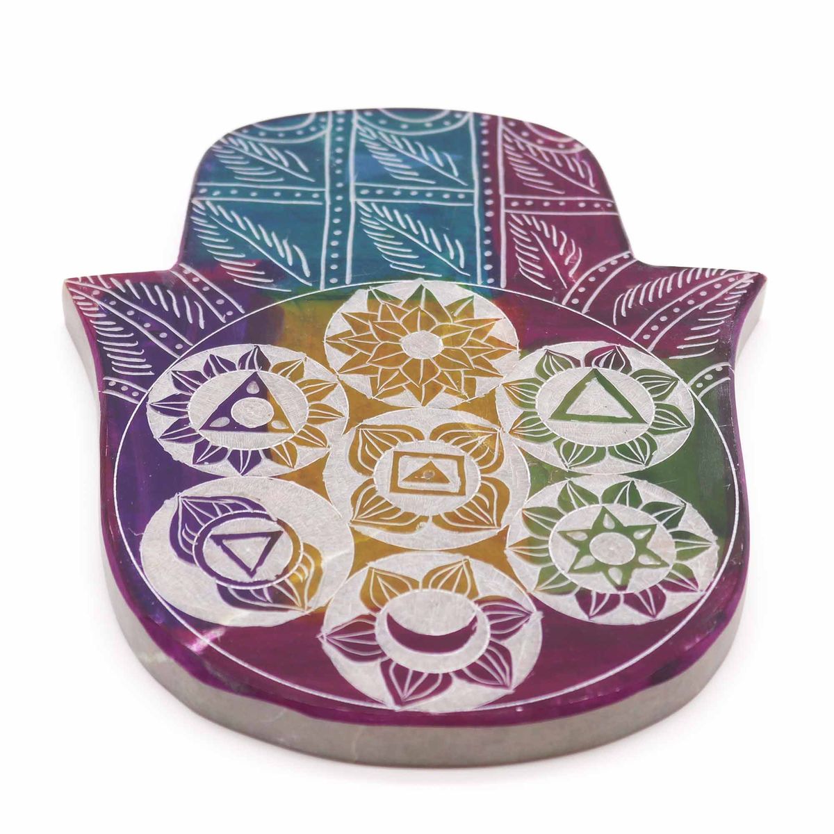 Porta-incenso Hamsa Grande 18x15x1,2 cm - 7 Chakras