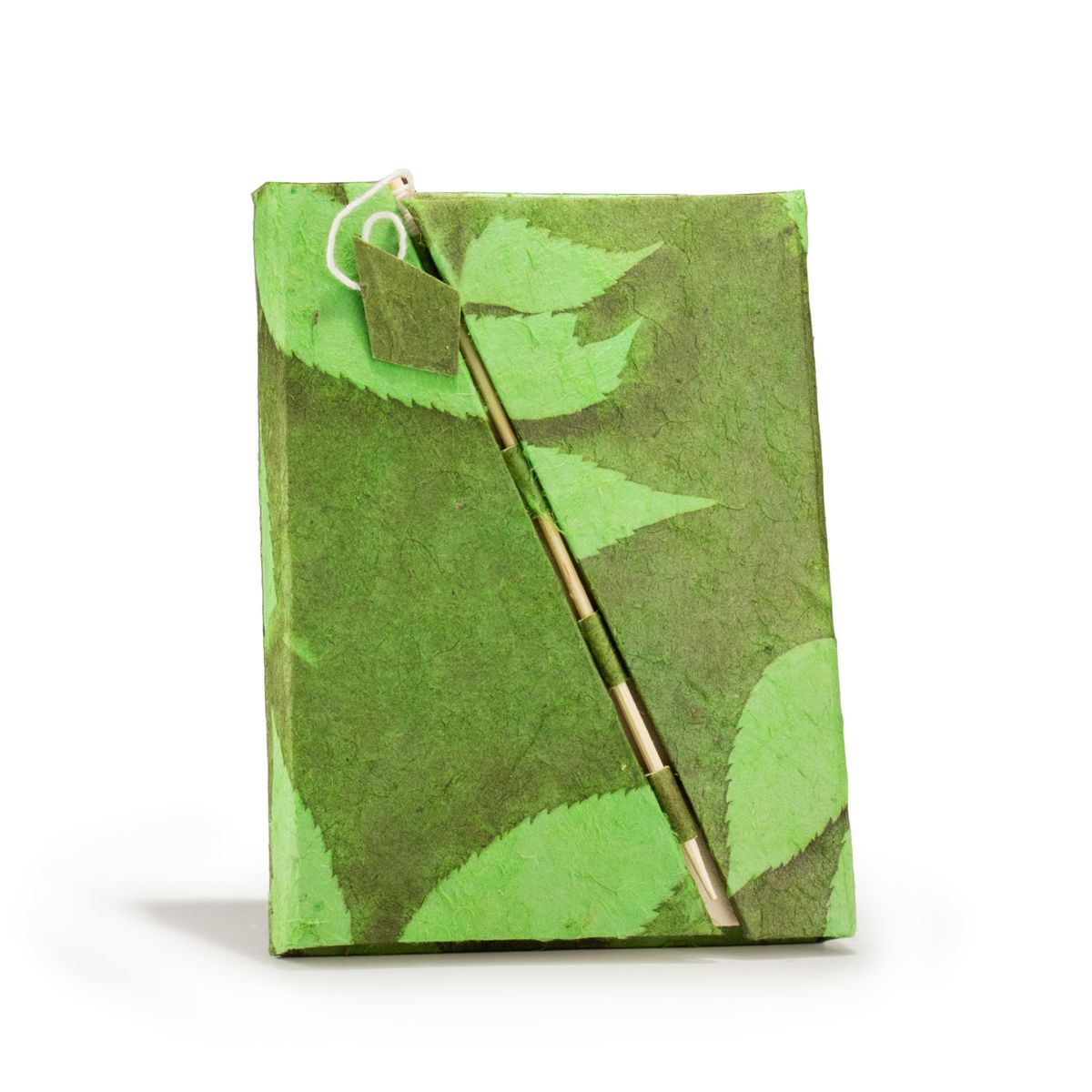 Caderno Lokta Bold Floral Bambu Lock – Médio (15x12 cm) – 45 folhas – Verde musgo