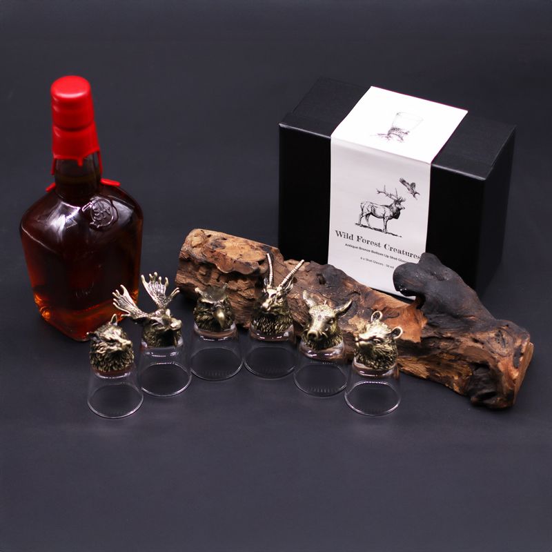 Gift Set of 6 Bottom Up Shot Glasses (50ml) - Wild Forest Creatures