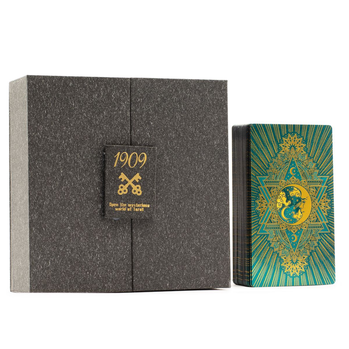 Cartas de Tarot com Folha em Ouro e Turquesa - Conjunto de Presente