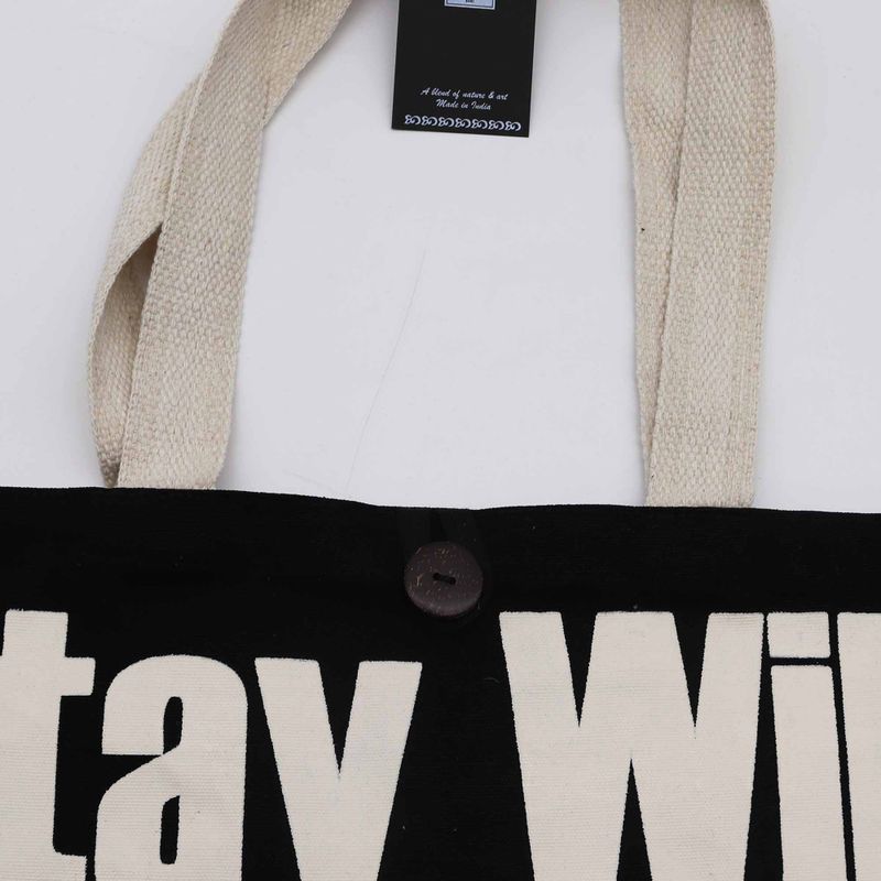 Iconic Classic Tote Bag - Stay Wild, Mood Child - Black Natural 10oz (36x43x10cm)