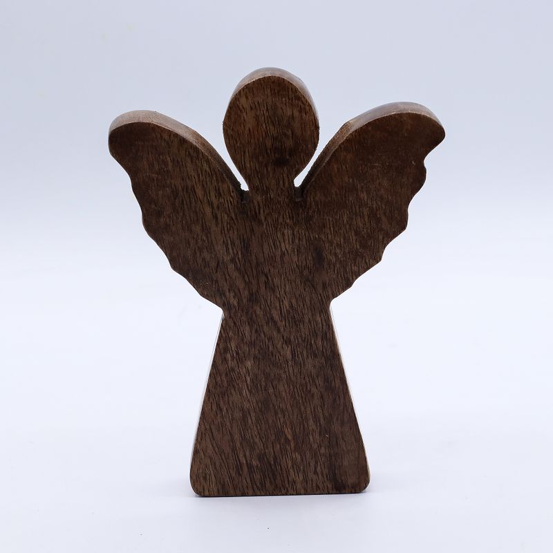 Med Mango Wood Angel - Gold Decor - 16cm