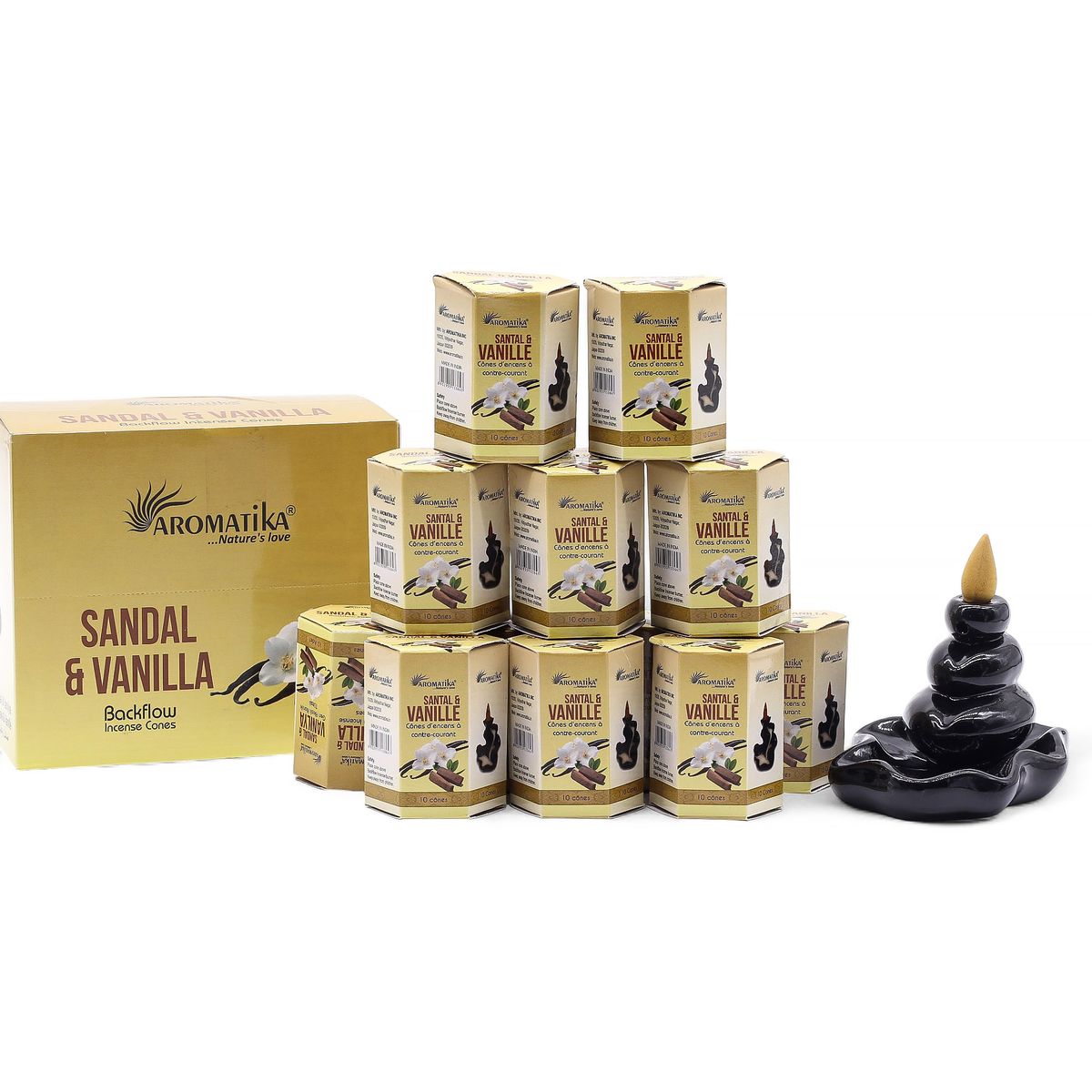 Embalagem de 10 incensos Masala Refluxo - Sândalo e baunilha