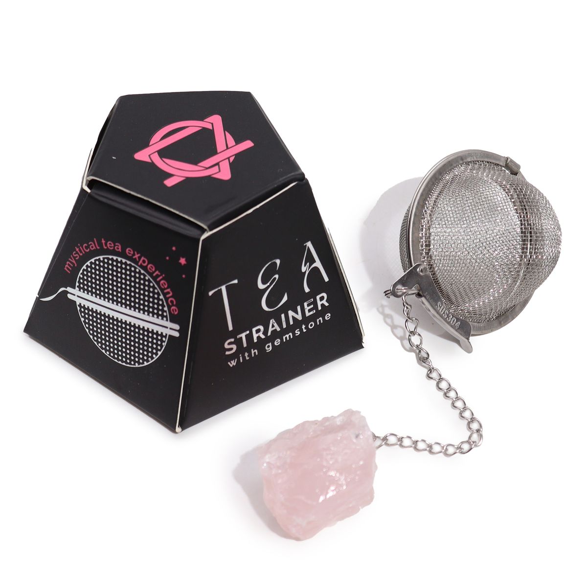 Coador de chá de pedras preciosas de cristal bruto - Quartzo rosa