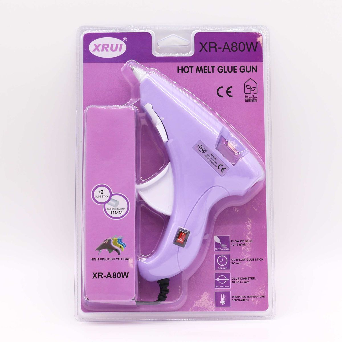 Pistola de cola quente Xrui 80W Hobby (ficha UE) - para barras de 11 mm