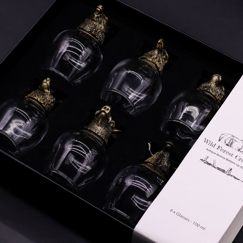 Gift Set of 6 Bottom Up Glasses (100ml) - Wild Forest Creatures