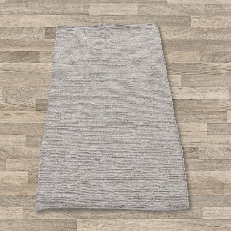 Малък Индийски Ръчно Тъкан Памучен Килим - 50x90 см - Сив