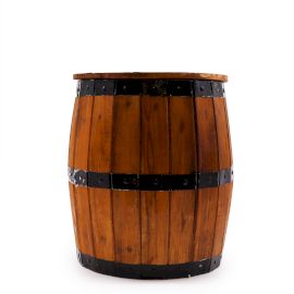 Banco de barril de cerveja e suporte para guarda-sol – Madeira natural 38 x 32 cm
