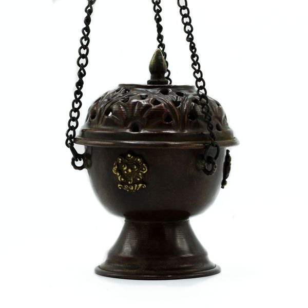 Brûleur d'encens tibétain en cuivre - Suspension classique
