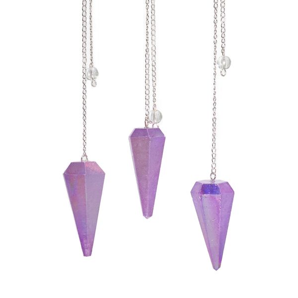 Pêndulo de Seis Lados – Cristal Aurora Roxo – 4 cm