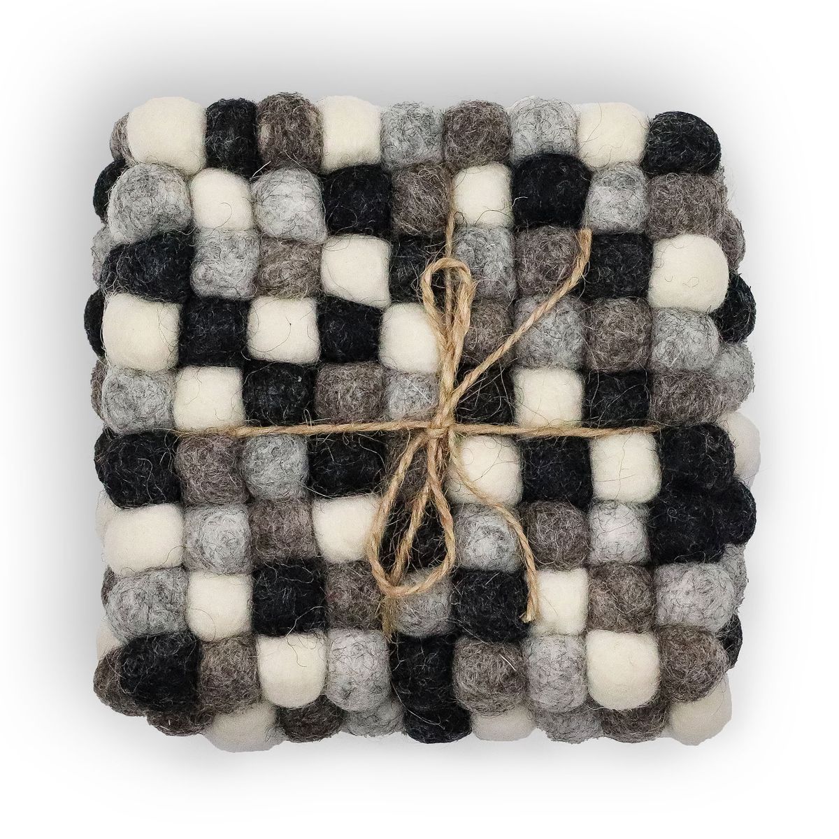 Bases para copos quadradas em feltro de 10 cm, cinza multicolorido (conjunto de 4)