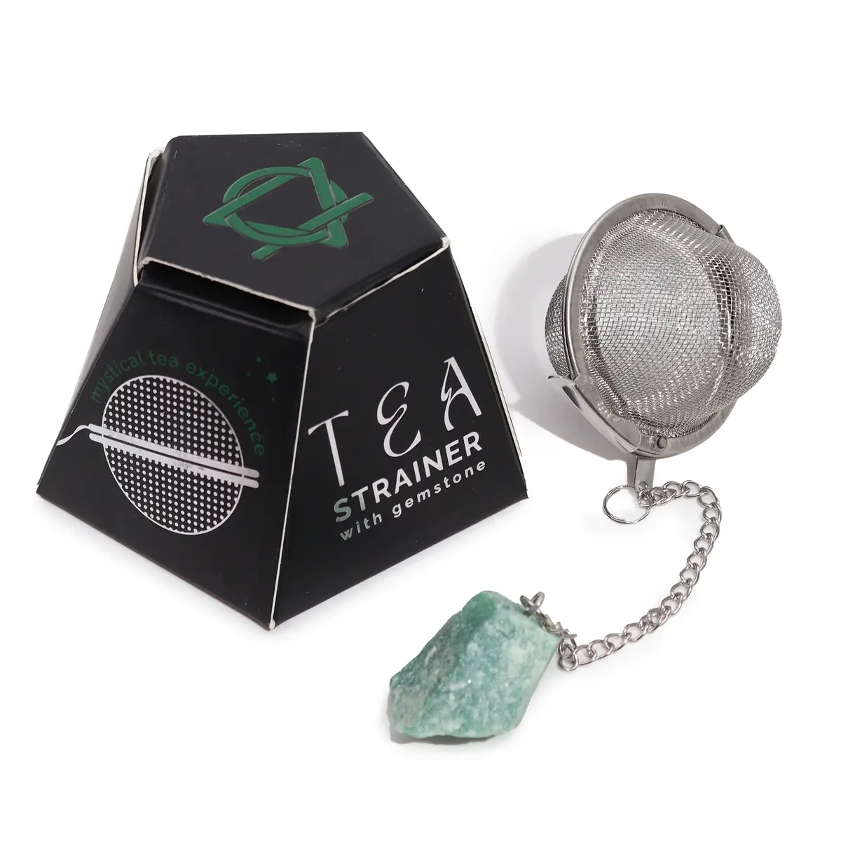 Raw Crystal Gemstone Tea Strainer - Green Aventurine — Tea · GlowDuty apothecary