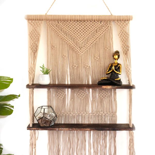 Étagères suspendues en macramé - Marron