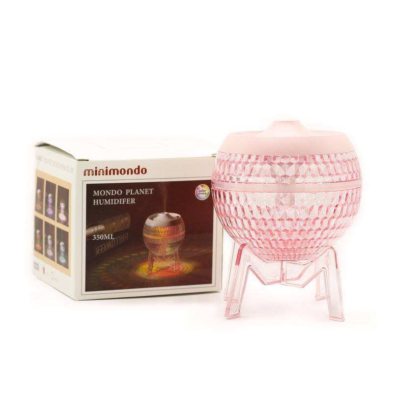 Розов USB Овлажнител Mondo Planet със Сменящи се Цветни Светлини