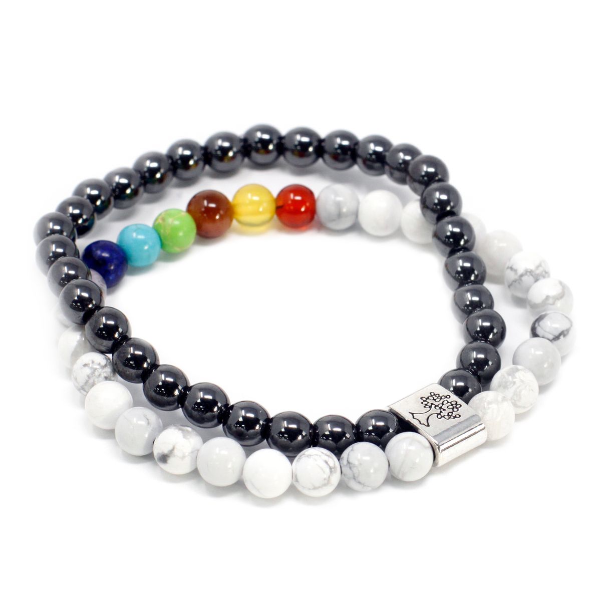 Pulseira de Pedras Preciosas Magnéticas - Chakra Howlita Branca