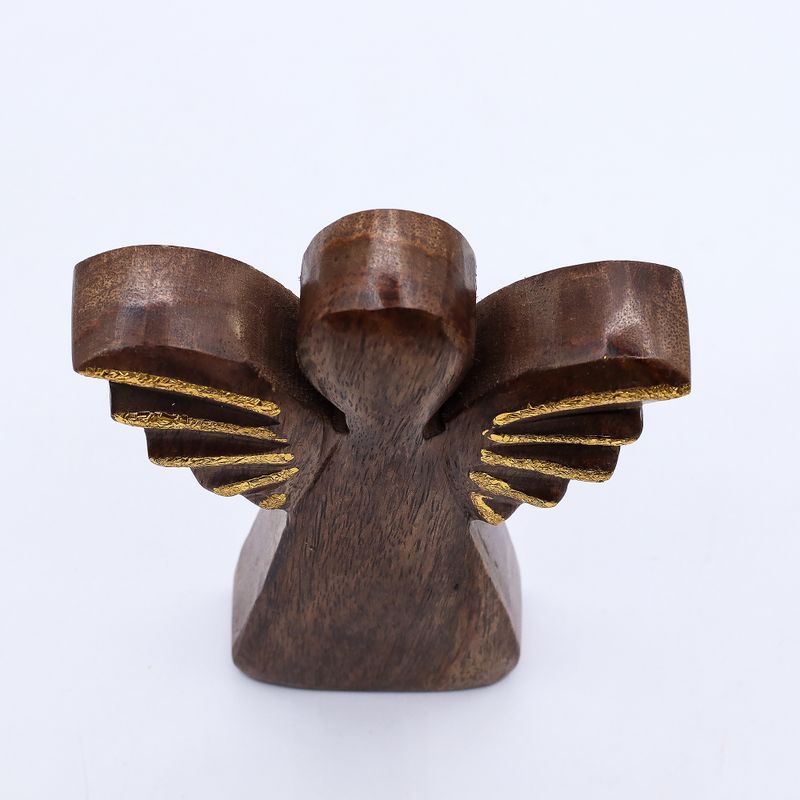 Med Mango Wood Angel - Gold Decor - 16cm