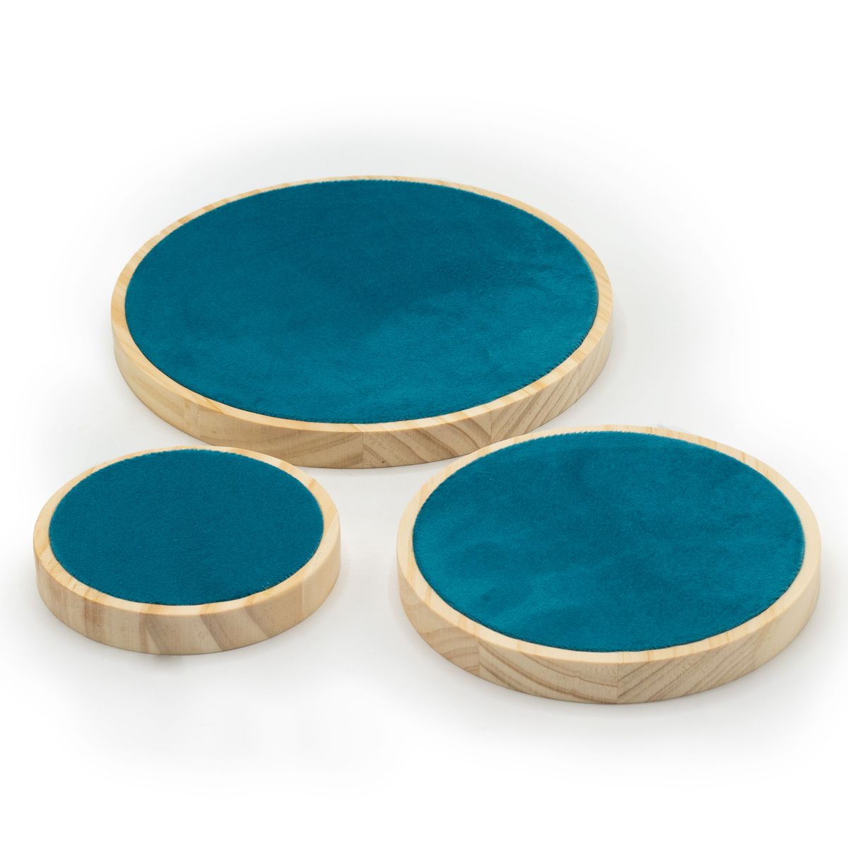 Conjunto de três expositores redondos (10 cm, 15 cm, 20 cm)