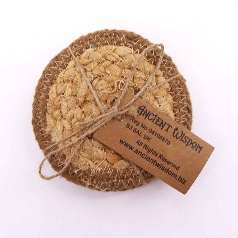 Dessous de Verre Naturel - Jute & Coton 10cm (lot de 4) - Bordure Naturelle