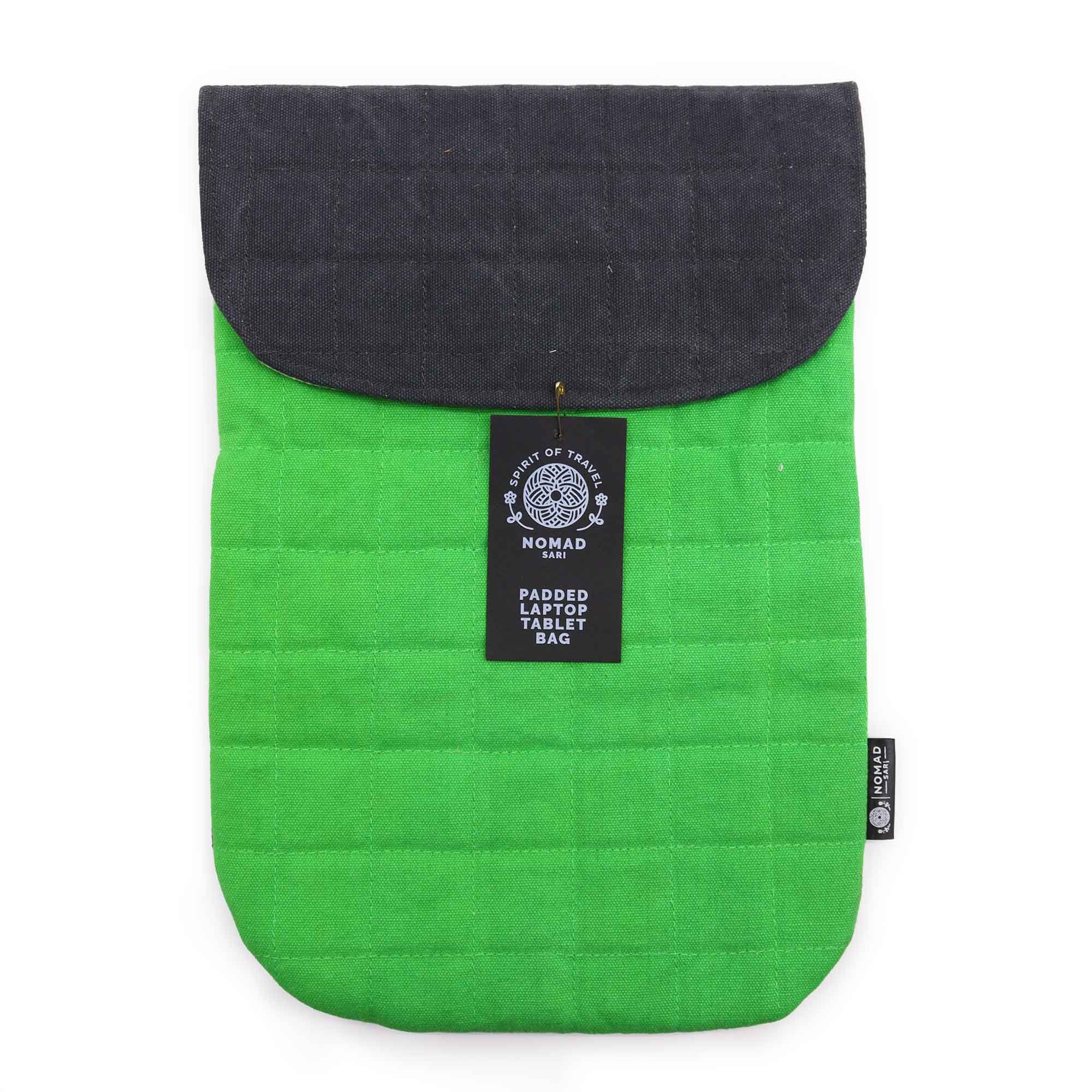 14oz Stonewash Laptop Pouch - Frog Green - Padded, Magnetic Flap, Fits up to 13-inch
