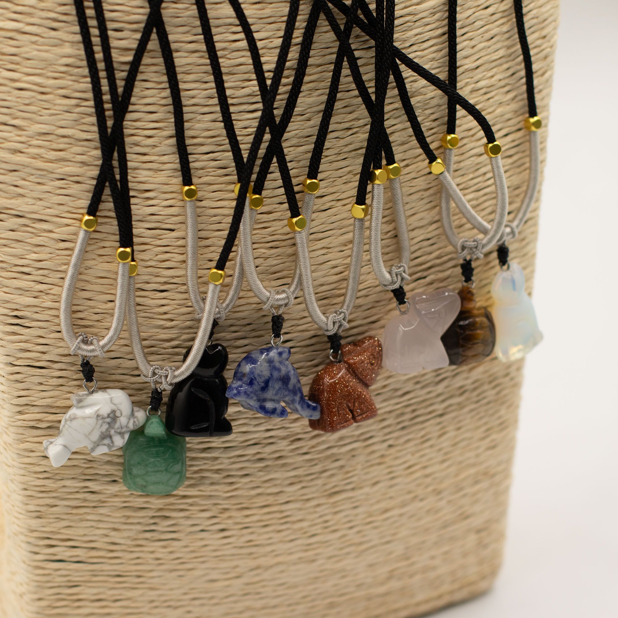 Colares de Corda com Pedras Peciosas - Coleção Animais (sortidos)