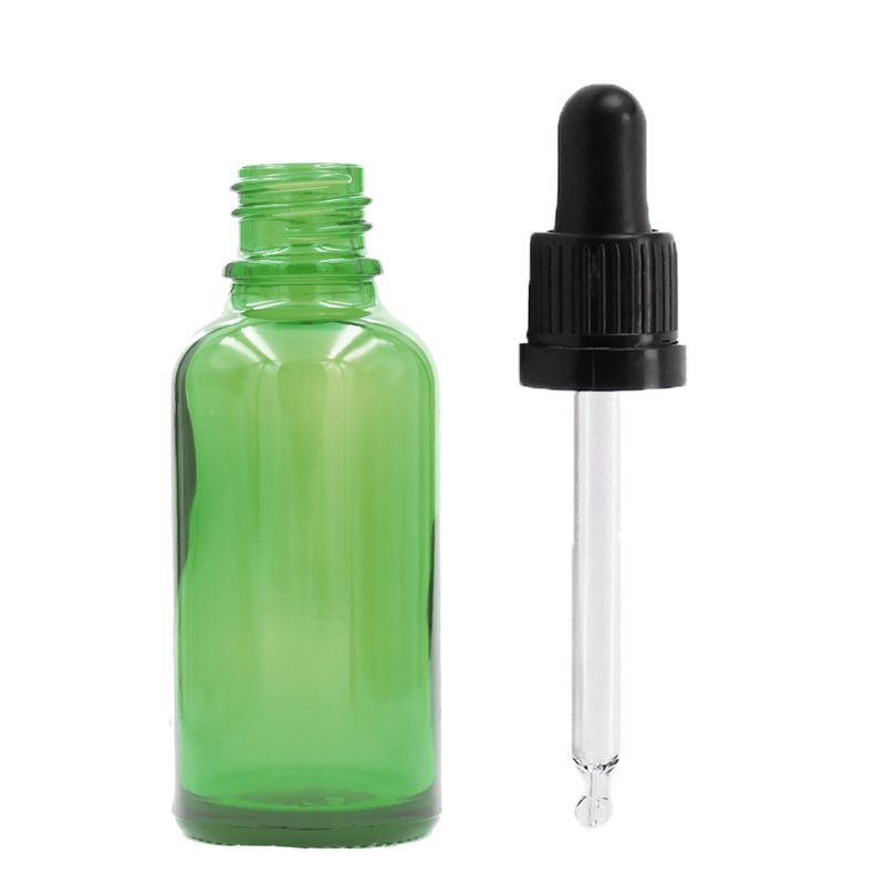 30ml Zelená Skleněná Lahvička - Bez Uzávěru