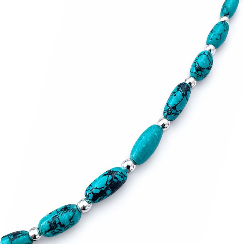 Conjunto de Colar e Pulseira de Pedras Preciosas Extrafinas do Nepal - Turquesa & Pedra