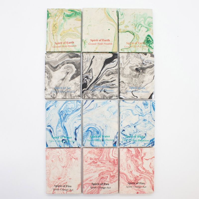 Med Marbled Four Elements Notebooks - (12x8cm) - 40 leafs (6x2 assorted Des) - In Display Case