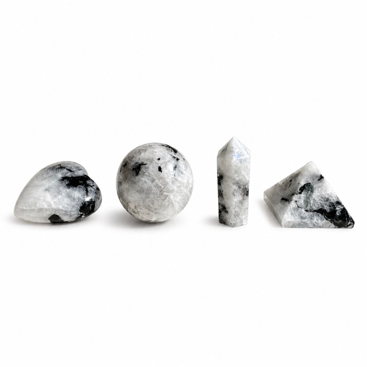 Cuatro formas de gemas - Pedra lunar arcoíris