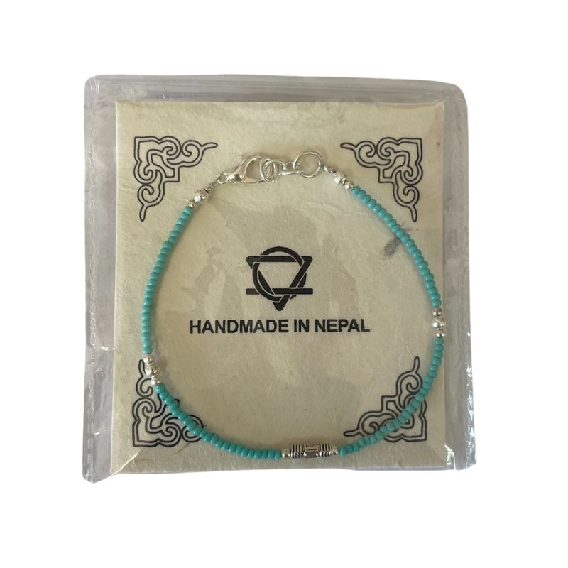 Bracelet Népalais en Pierre Extra-Fine - Turquoise & Goutte